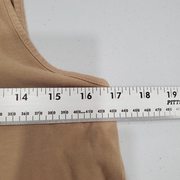 Cuyana Dress Womens Large Beige Tank Maxi Sleeveless Side Slit Pima Modal Knit - Picture 7 of 10